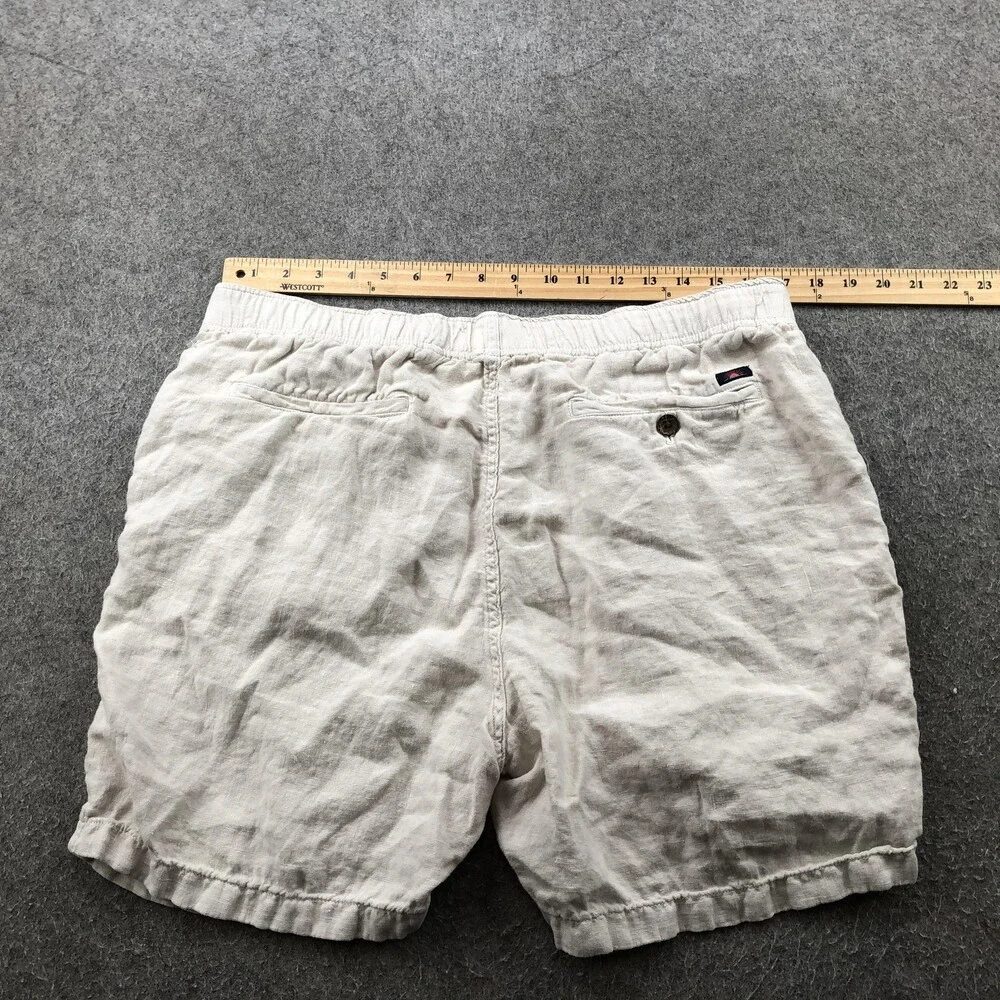 Faherty Shorts Mens Extra Large Beige Linen Drawstring Elastic Waist Casual